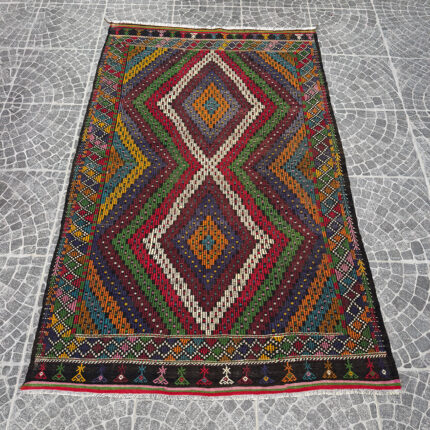 Vintage Handwoven Oushak Kilim Cicim Technique nomarugs 2