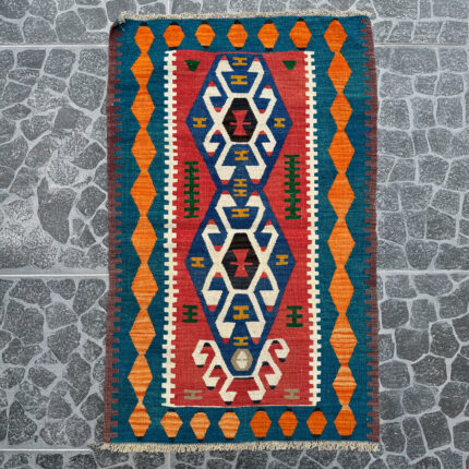 Vintage Denizli Kilim Scorpion Motif 2.23x3.58 ft nomarugs 2