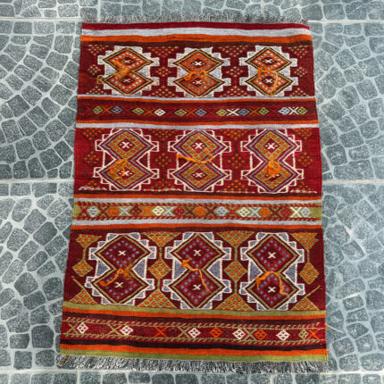 Vintage Afyon Kilim - 2.73x3.77 ft nomarugs 2