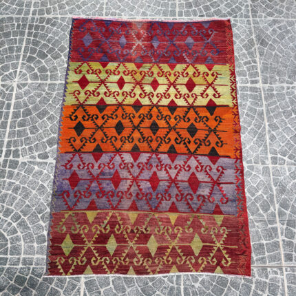 Vintage Afyon Kilim - 4.20x6.07 ft nomarugs 2