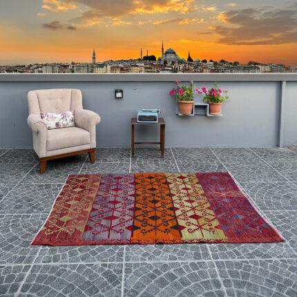 Vintage Afyon Kilim - 4.20x6.07 ft nomarugs 1