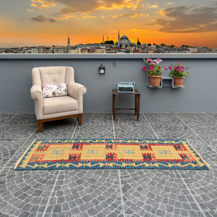 Vintage Denizli Kilim Runner Rugs 2.30x6.60 ft
