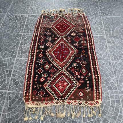 Vintage Van Handwoven Kilim, Star Motif 4.27x6.56 ft nomarugs 2